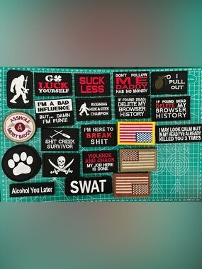 Assorted Tactical Morale Velcro heavy duty Military Patches - lot of 21